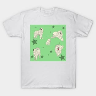 Great Pyrenees Pattern Green T-Shirt